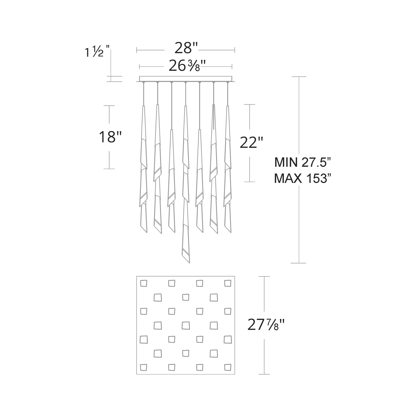 Solitude Square LED Multi Pendant Light - Camilalamps - CA - 31413S - AB