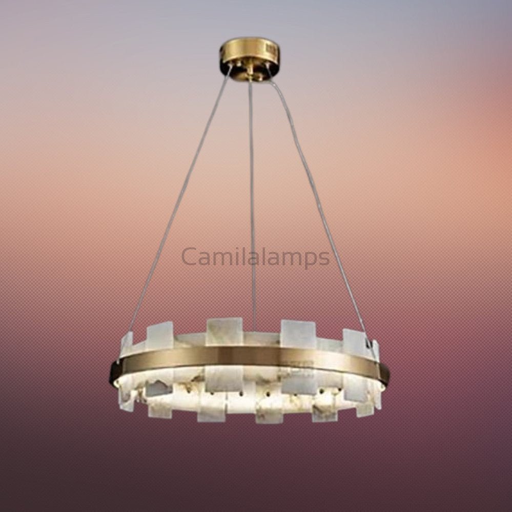Varnaka Alabaster Chandelier Light - Camilalamps - Varna - 889 - 23.6" - 1