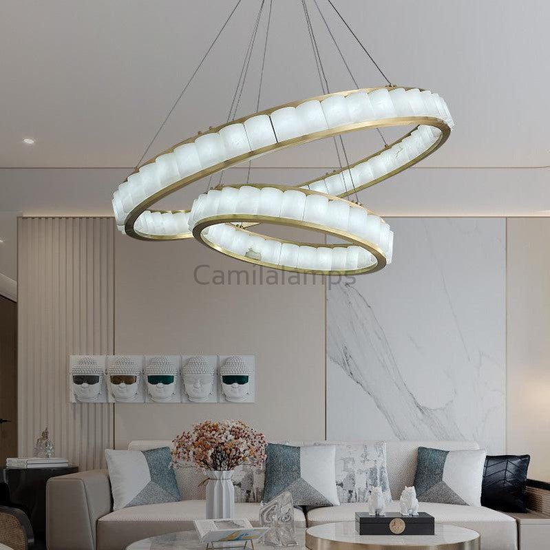 Yubiwa Alabaster Chandelier Light - Camilalamps - Yubiw - 879 - 40"/ - 4
