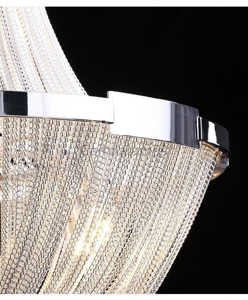 Alisa Luxury Plated Aluminum Chain Tassel Chandelier Diameter 24" 31" - thebelacan