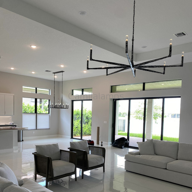 Thaddeas Hand-Forged Metal Linear Chandelier