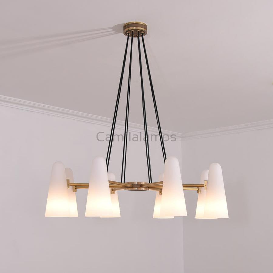 Finian White Ceramics Round Chandelier 36" 8-light