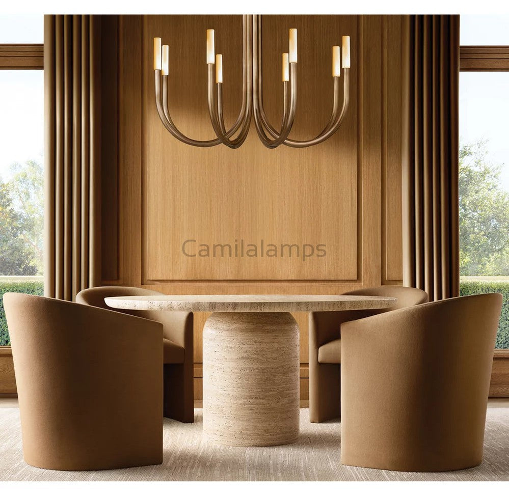 Roussel Modern Alabaster Chandelier 38''