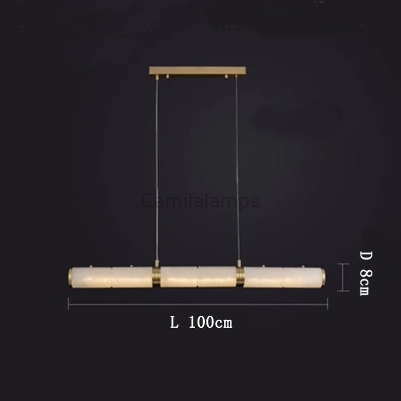 Kevin Alden Modern Linear Alabaster Chandelier Chandeliers, Dining Room Kevinstudiolives 39.37‘’L  