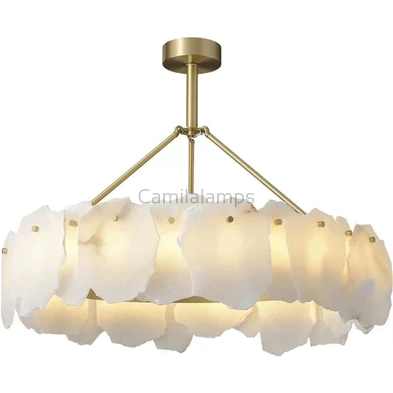 Noah Alabaster Modern Snowflake Round Chandelier chandelier Kevinstudiolives D31.5"  