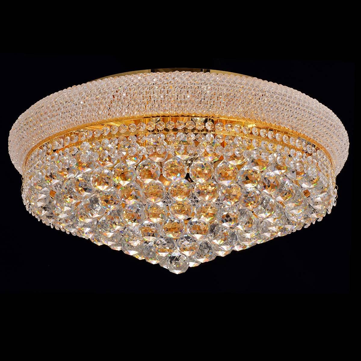 11 - Lights Golden Finish Classic Empire Style K9 Crystal Chandelier Ceiling Light for Living Room Foyer Dining Room Hallway Bedroom (24×12 inch) New Packaging Easy to Install - Camilalamps - B095YDL6HF