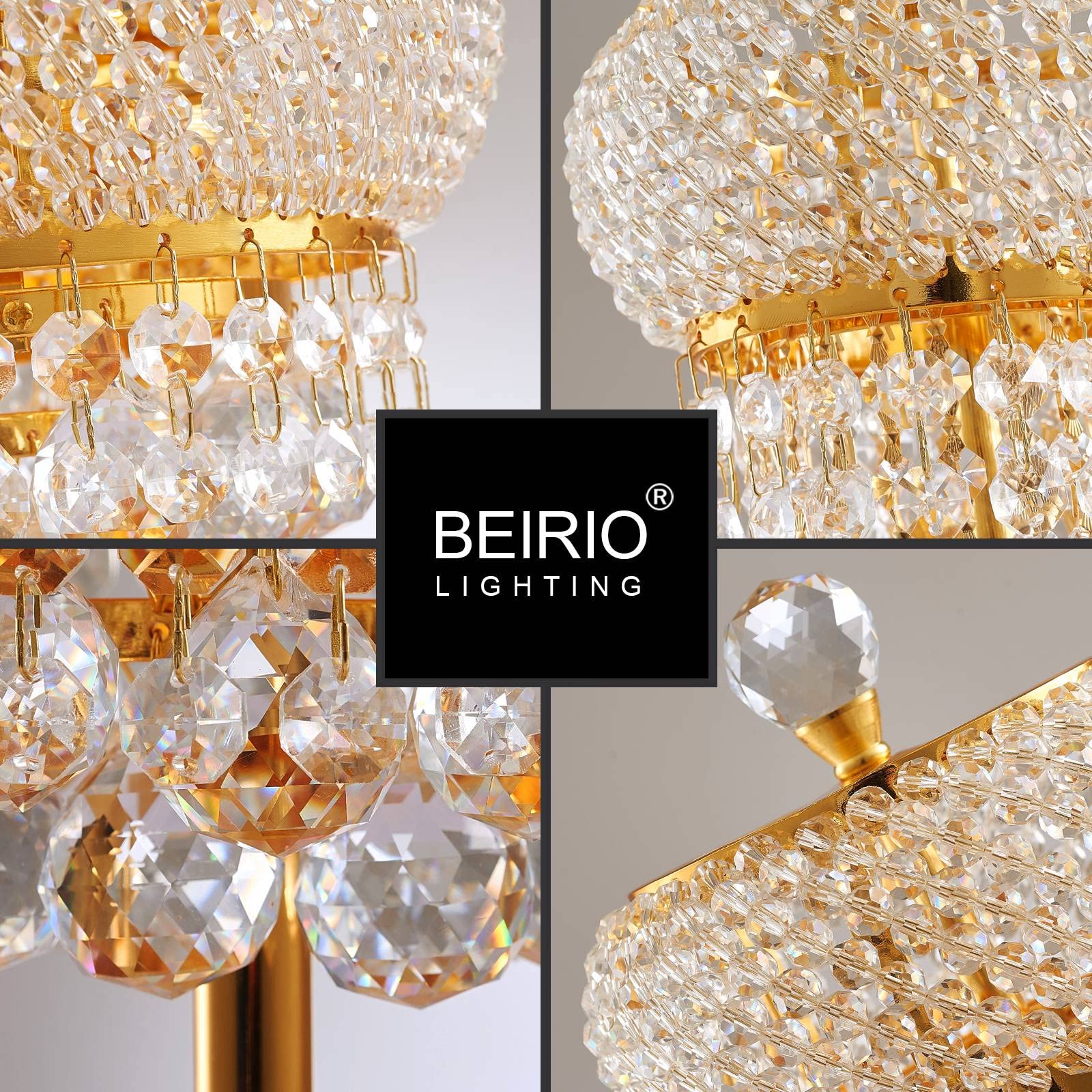 11 - Lights Golden Finish Classic Empire Style K9 Crystal Chandelier Ceiling Light for Living Room Foyer Dining Room Hallway Bedroom (24×12 inch) New Packaging Easy to Install - Camilalamps - B095YDL6HF