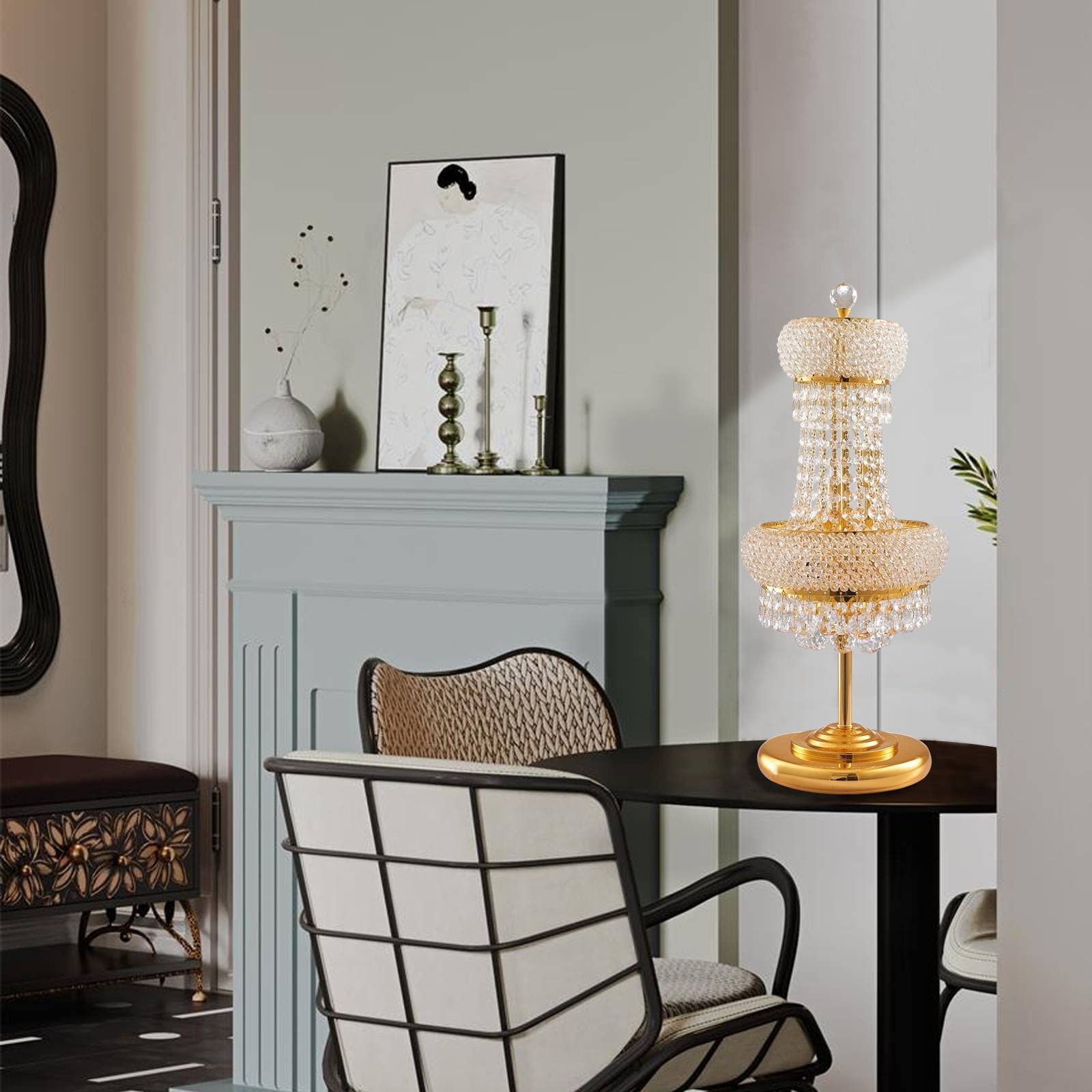 11 - Lights Golden Finish Classic Empire Style K9 Crystal Chandelier Ceiling Light for Living Room Foyer Dining Room Hallway Bedroom (24×12 inch) New Packaging Easy to Install - Camilalamps - B095YDL6HF