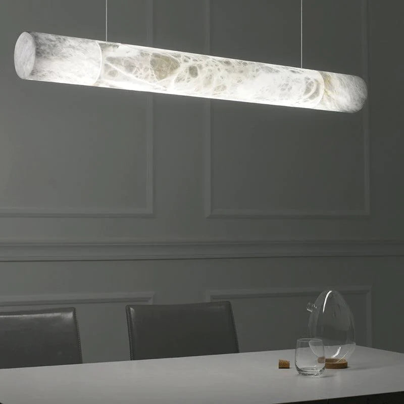 Kevin Avis Alabaster Linear Pendant Light Over Kitchen Island Chandeliers, Dining Room Kevinstudiolives   