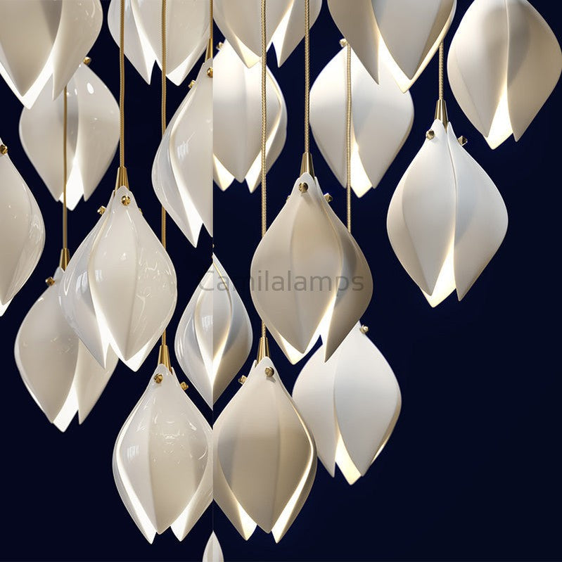 Coretta Modern Ceramic Magnolia Flower Pendant Light Branch Chandelier Camilalamps   