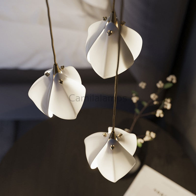 Coretta Modern Ceramic Magnolia Flower Pendant Light Branch Chandelier Camilalamps   