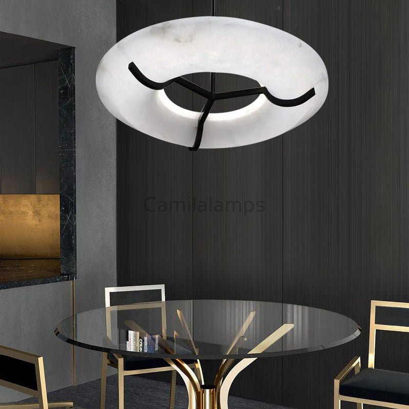 Idris Round Alabaster Chandelier For Living Room - Camilalamps - CAM - ID - 01