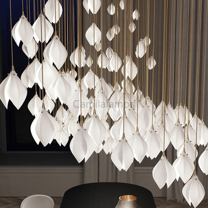 Coretta Modern Ceramic Magnolia Flower Pendant Light Branch Chandelier Camilalamps   
