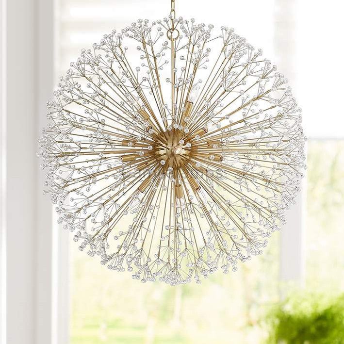 16 - Light Brass Crystal Globe Chandelier 40” - Camilalamps - CAA - 10011A8