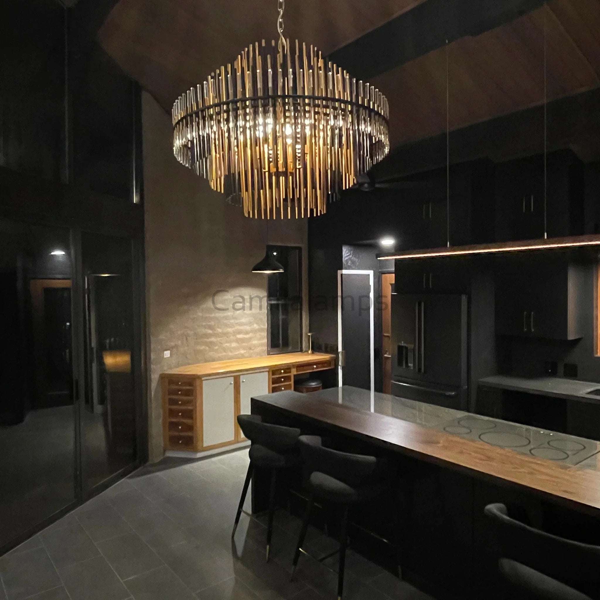 Emila Burnished Brass Chandelier 24''32''42'' - Camilalamps - CA10071