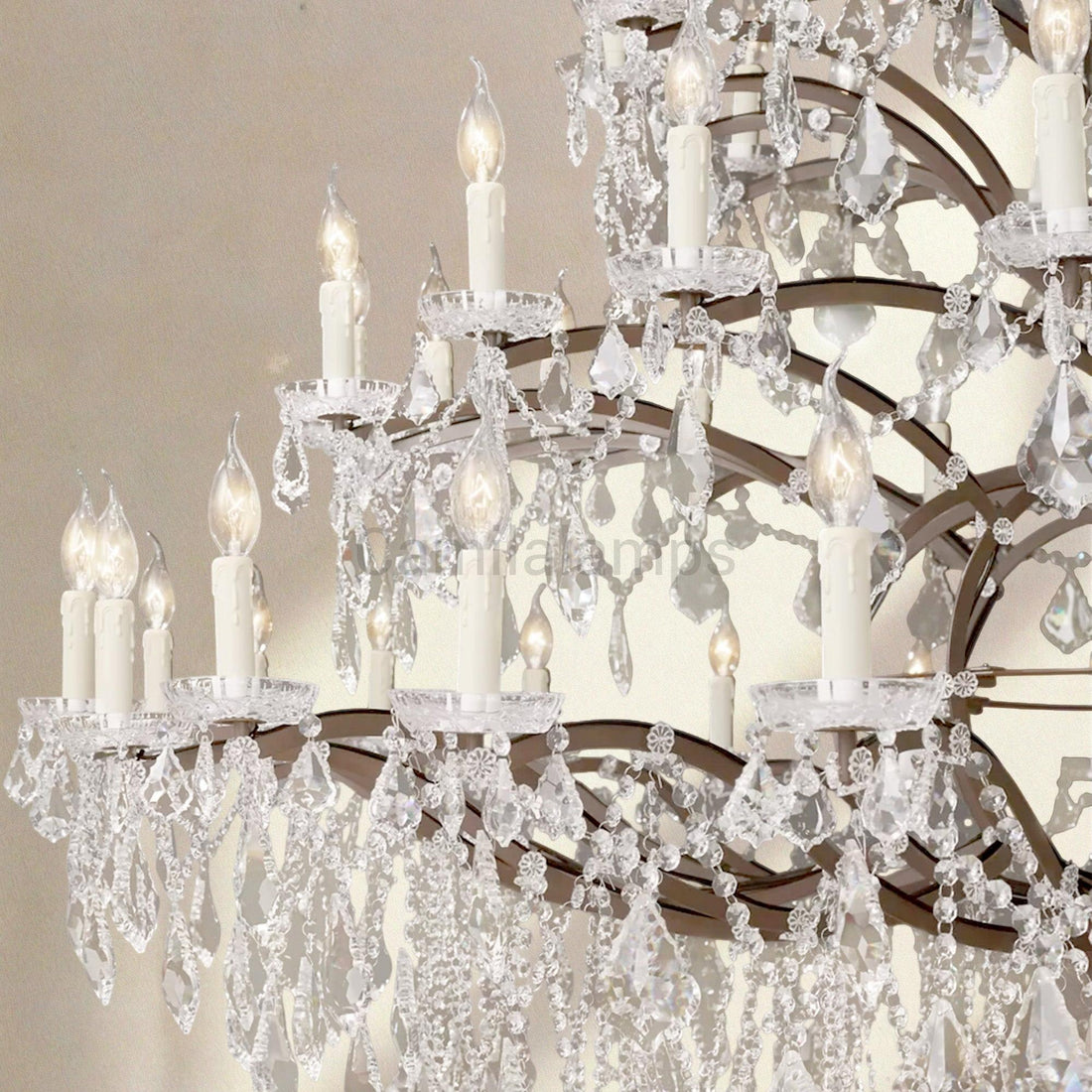 19th C. Rococa Iron & Crystal Round Chandelier 101" - Camilalamps - CA-ROCO-101Round-2