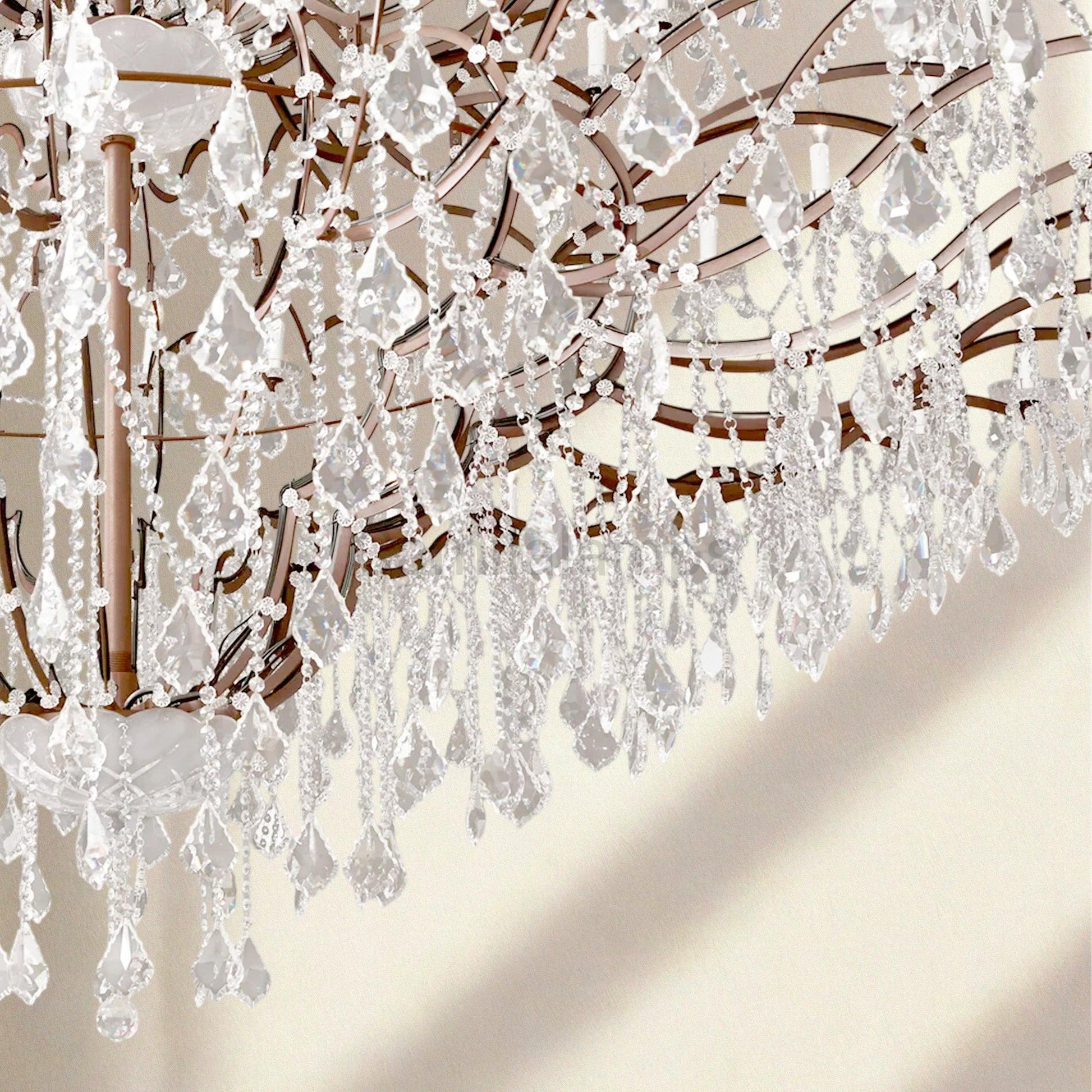 19th C. Rococa Iron & Crystal Round Chandelier 101" - Camilalamps - CA-ROCO-101Round-2