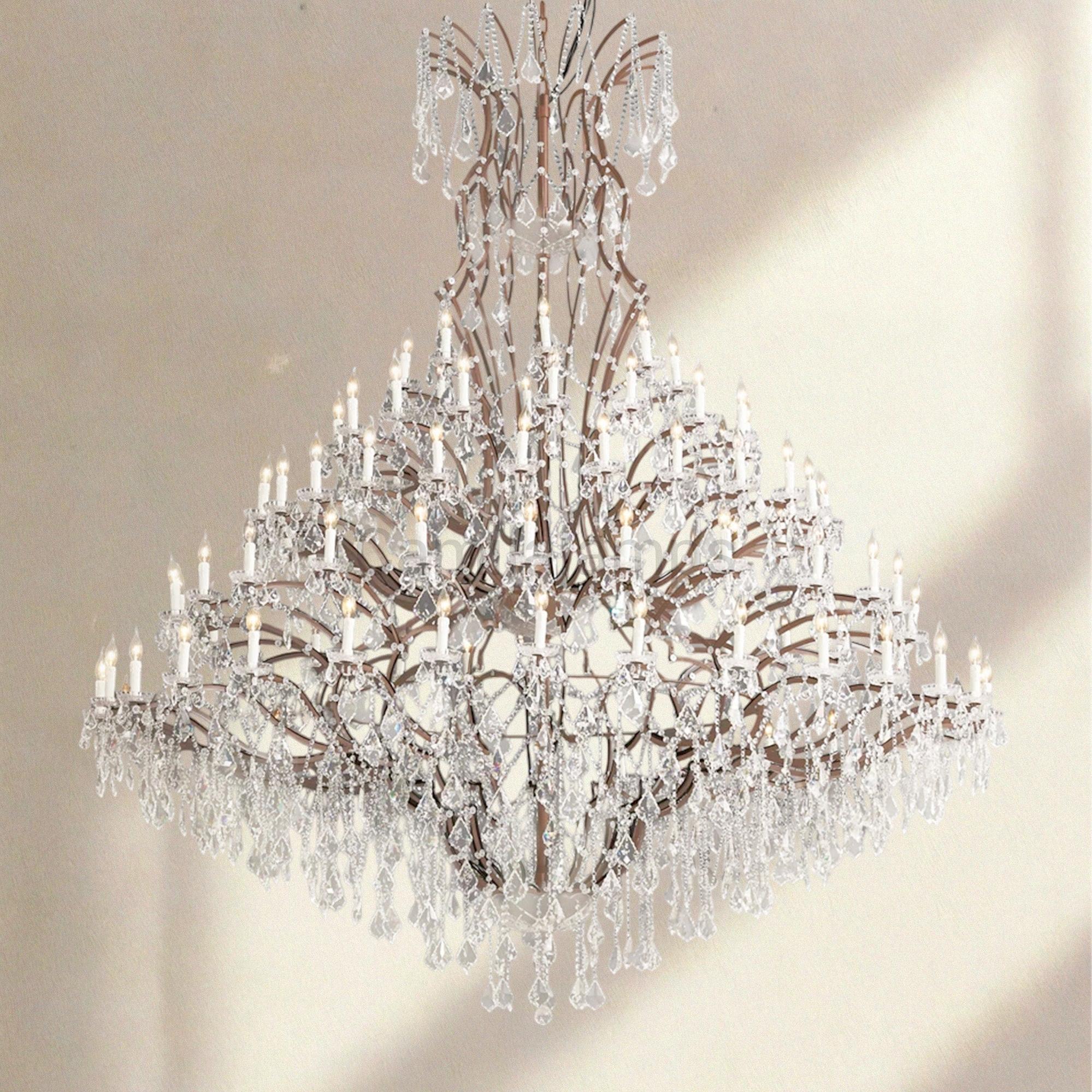19th C. Rococa Iron & Crystal Round Chandelier 101" - Camilalamps - CA-ROCO-101Round-2