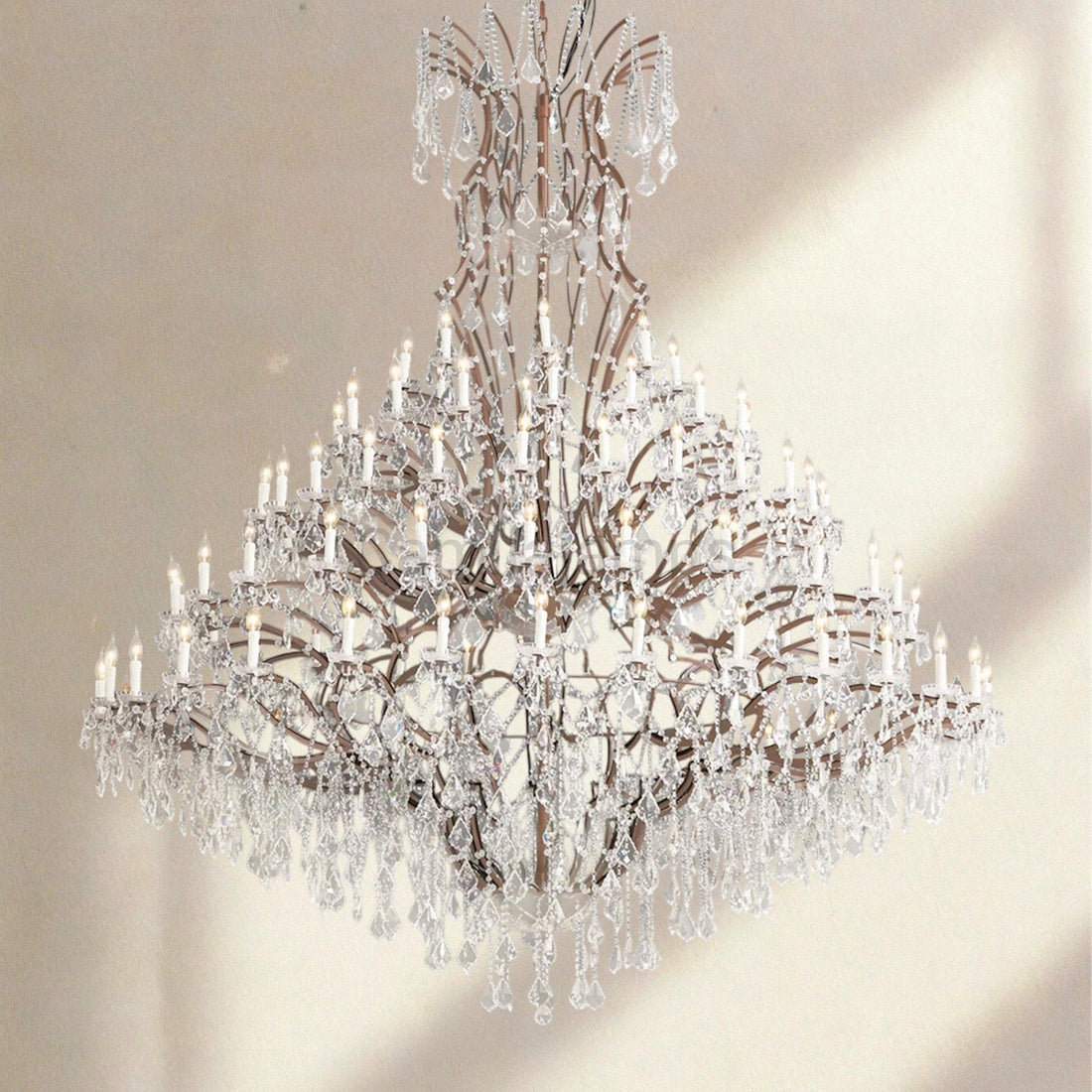 19th C. Rococa Iron & Crystal Round Chandelier 101" - Camilalamps - CA-ROCO-101Round-2