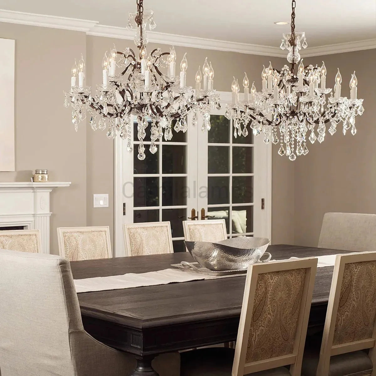 19th C. Rococa Iron & Crystal Round Chandelier 33" - Camilalamps - CA-ROCO-33Round-2