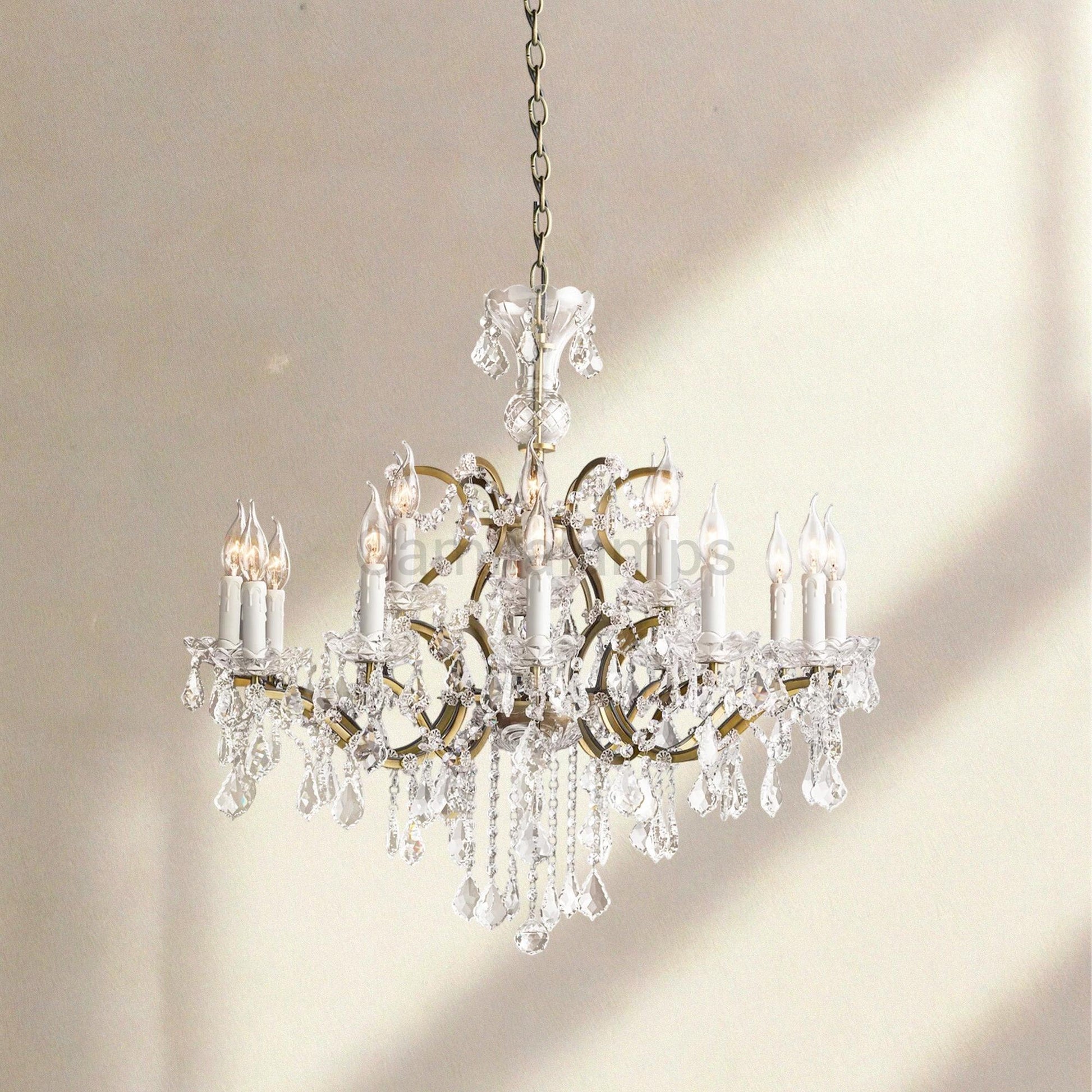 19th C. Rococa Iron & Crystal Round Chandelier 33" - Camilalamps - CA-ROCO-33Round-1