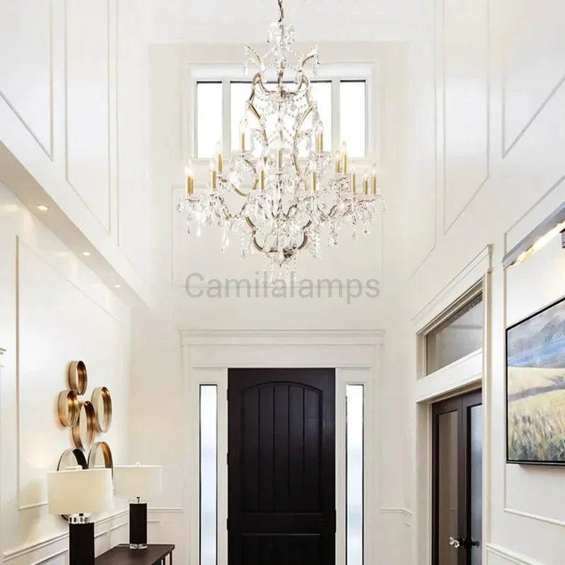 19th C. Rococa Iron & Crystal Round Chandelier 40" - Camilalamps - CA-ROCO-40Round-1