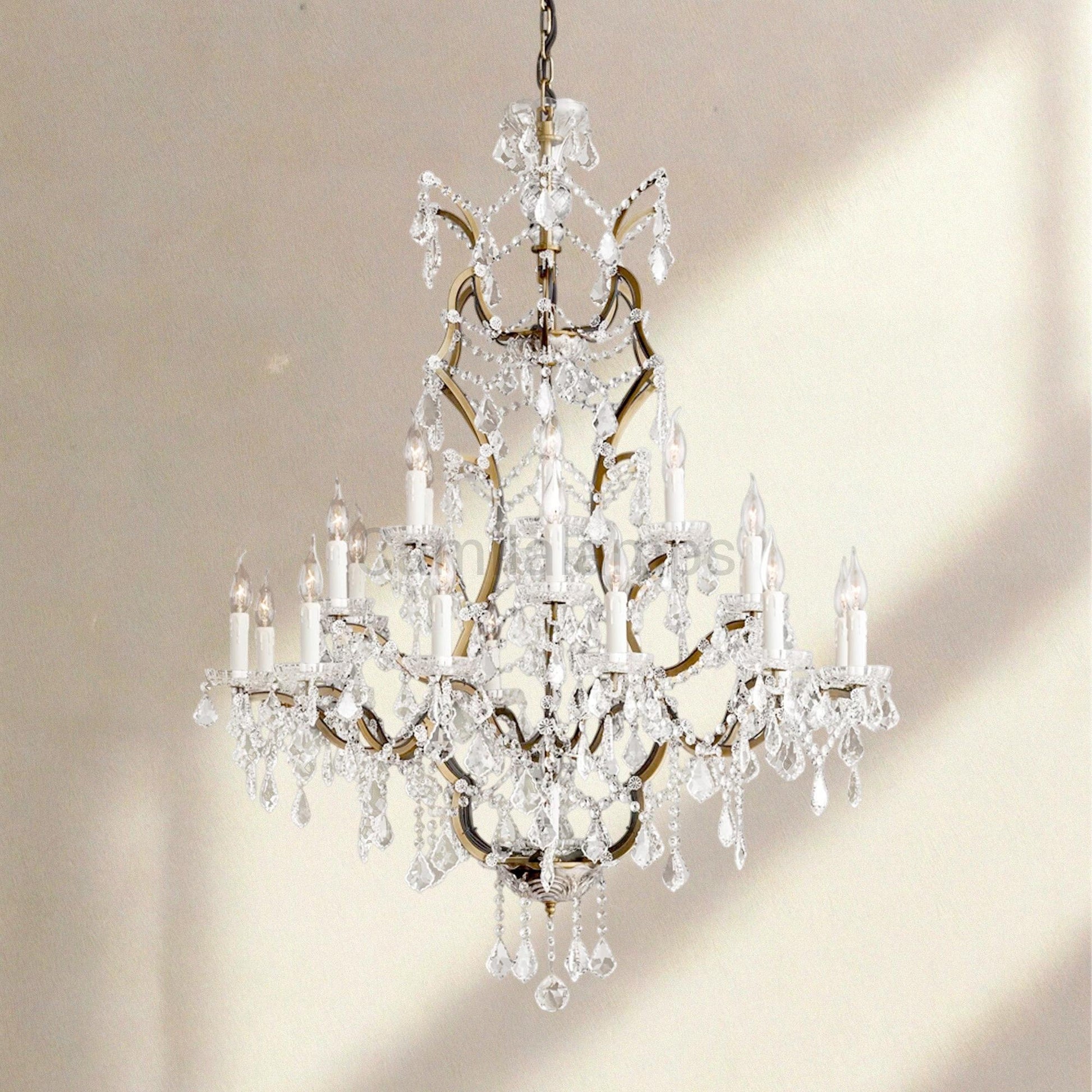 19th C. Rococa Iron & Crystal Round Chandelier 40" - Camilalamps - CA-ROCO-40Round-1