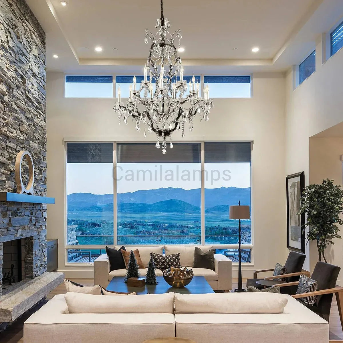 19th C. Rococa Iron & Crystal Round Chandelier 40" - Camilalamps - CA-ROCO-40Round-1