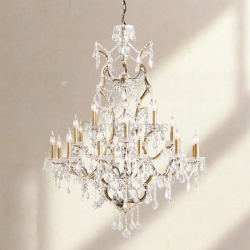 19th C. Rococa Iron & Crystal Round Chandelier 40" - Camilalamps - CA-ROCO-40Round-1