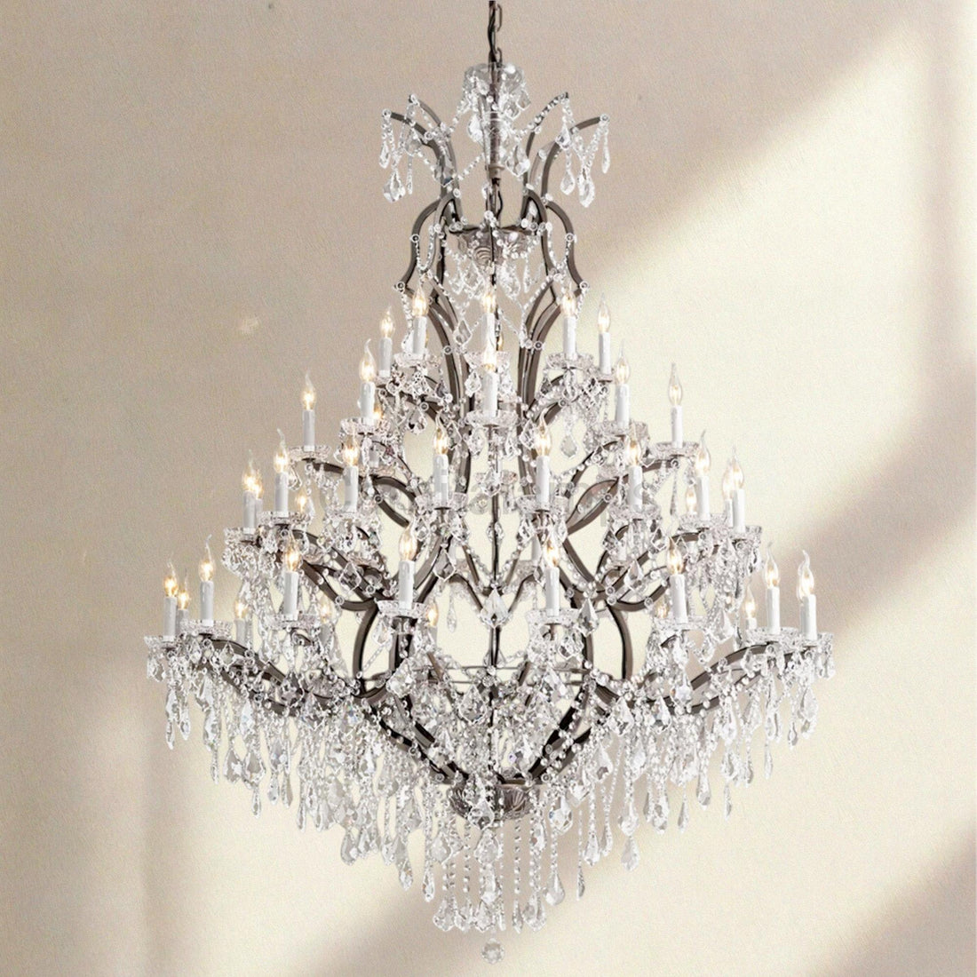 19th C. Rococa Iron & Crystal Round Chandelier 60" - Camilalamps - CA-ROCO-60Round-1