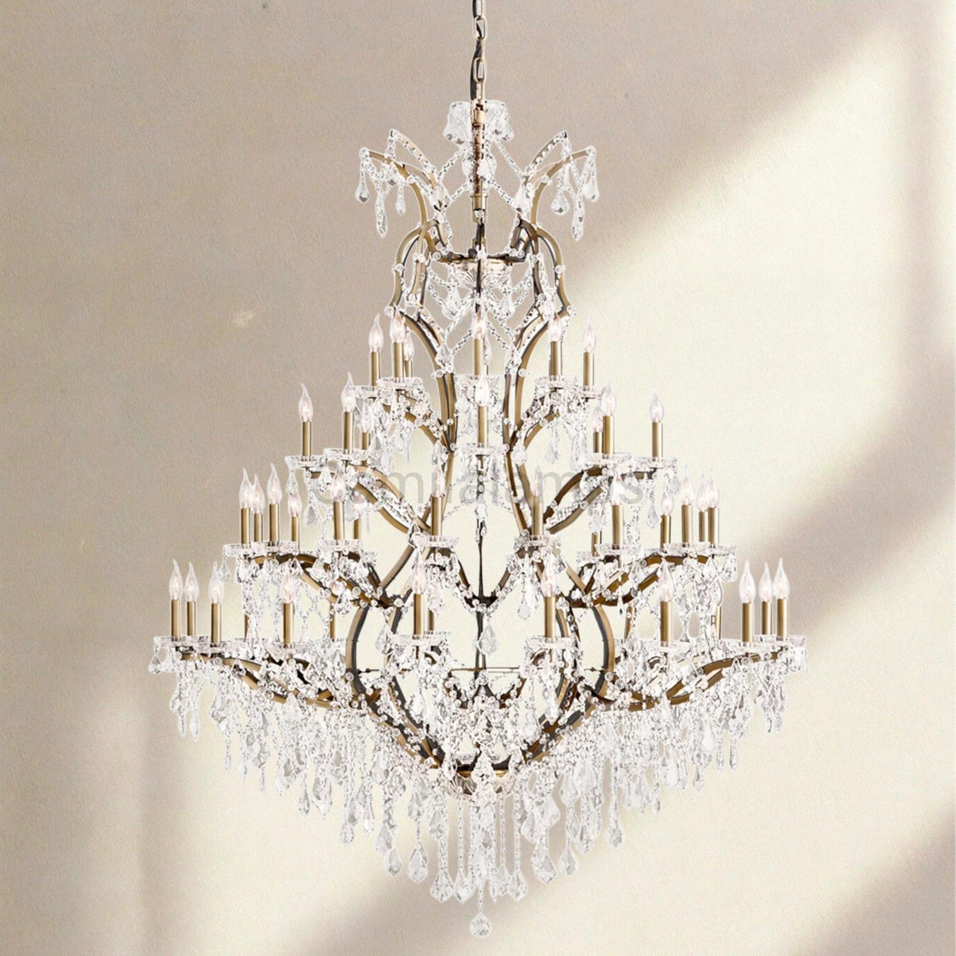 19th C. Rococa Iron & Crystal Round Chandelier 60" - Camilalamps - CA-ROCO-60Round-1