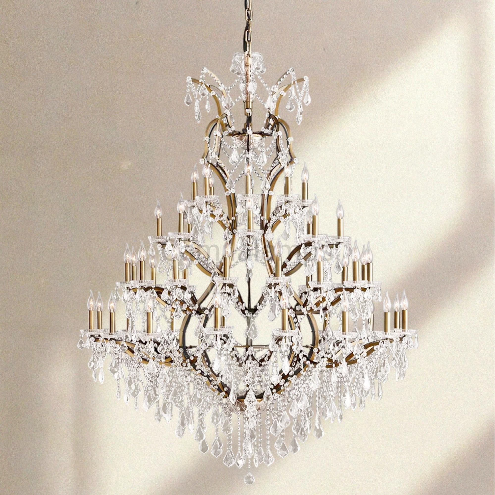 19th C. Rococa Iron & Crystal Round Chandelier 60" - Camilalamps - CA-ROCO-60Round-1