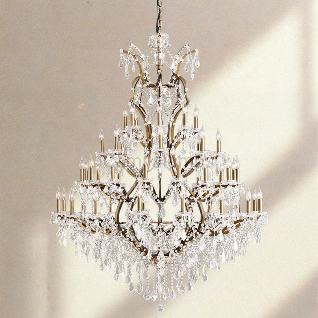 19th C. Rococa Iron & Crystal Round Chandelier 60" - Camilalamps - CA-ROCO-60Round-1