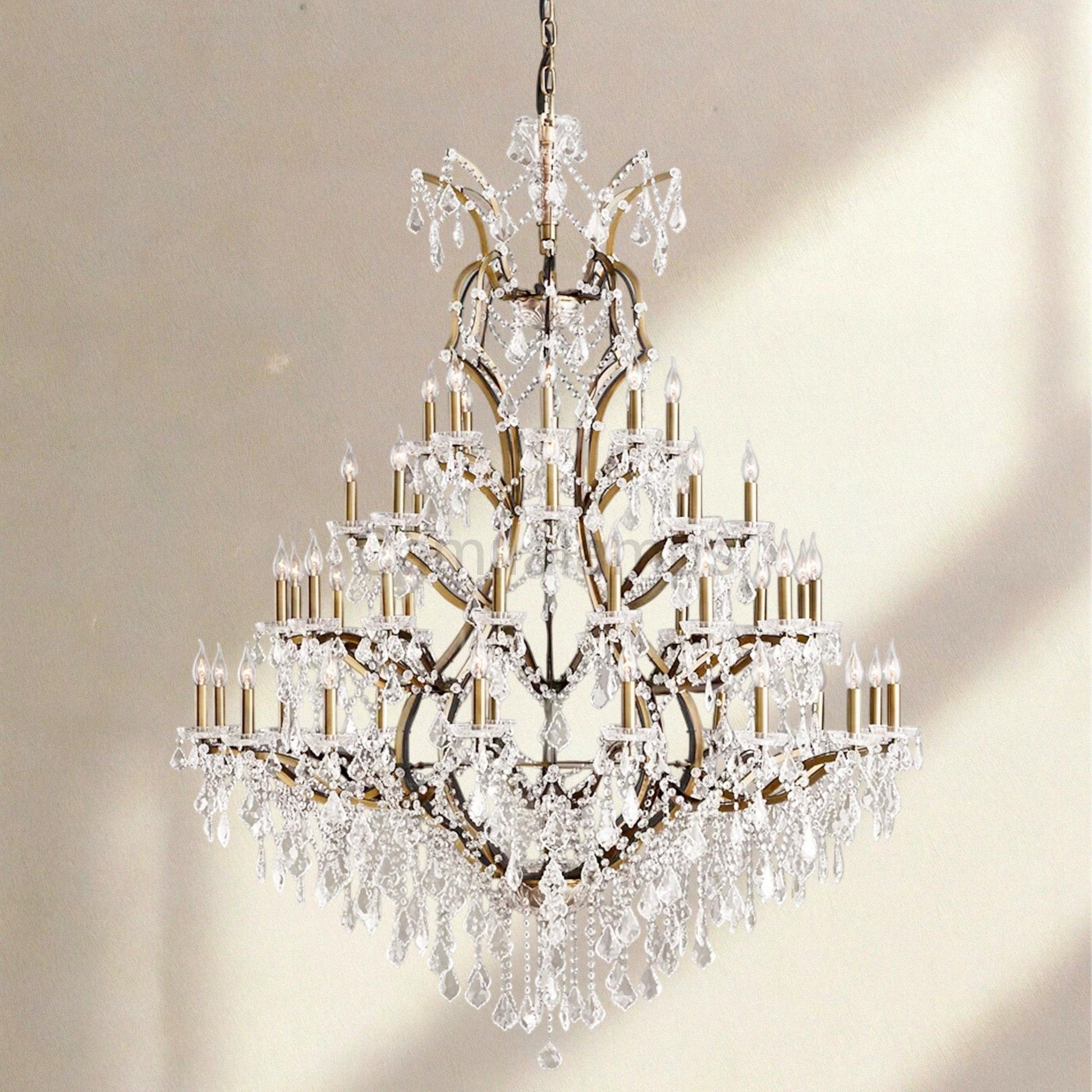 19th C. Rococa Iron & Crystal Round Chandelier 60" - Camilalamps - CA-ROCO-60Round-1