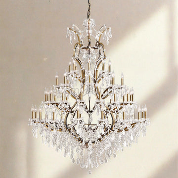 19th C. Rococa Iron & Crystal Round Chandelier 60" - Camilalamps - CA-ROCO-60Round-1