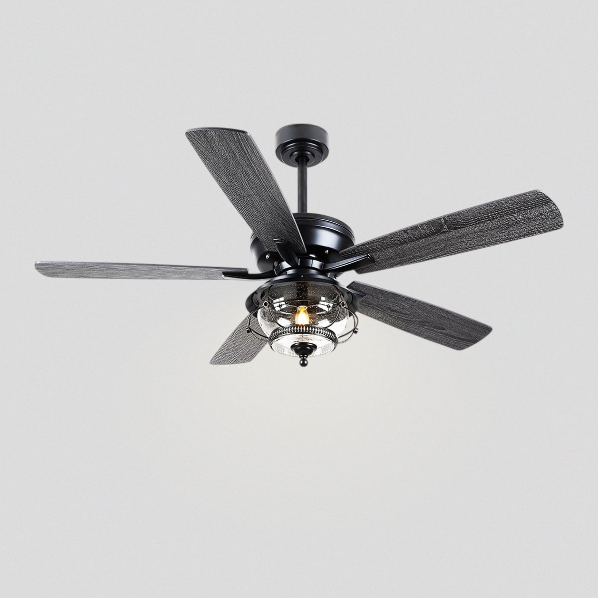 Ceiling Fans with Light and Remote Waterproof Wet Rated Ceiling Fan, 6 Speeds Modern Black Fan Lights 52" - Camilalamps - CA - CFWL - 001