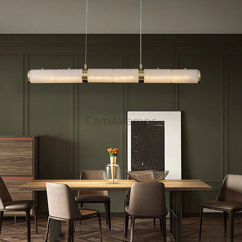 Kevin Alden Modern Linear Alabaster Chandelier Chandeliers, Dining Room Kevinstudiolives   