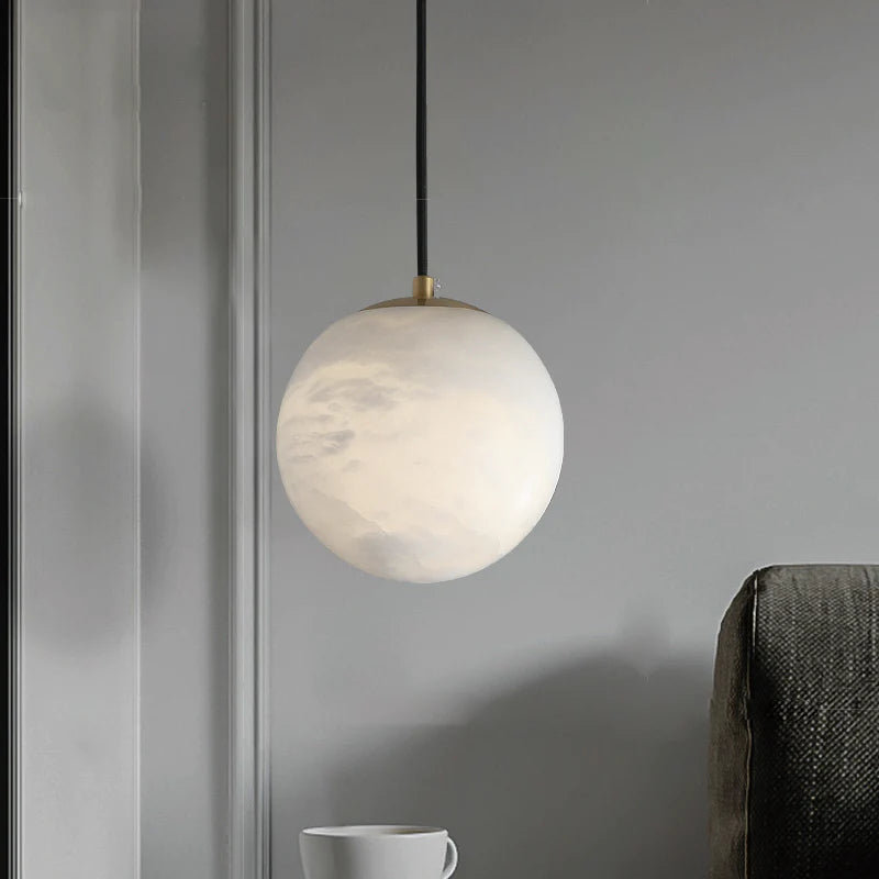 Kevin Hansa Alabaster Ball Pendant Light, Island Mini Pendant Light  Kevinstudiolives 5"D  