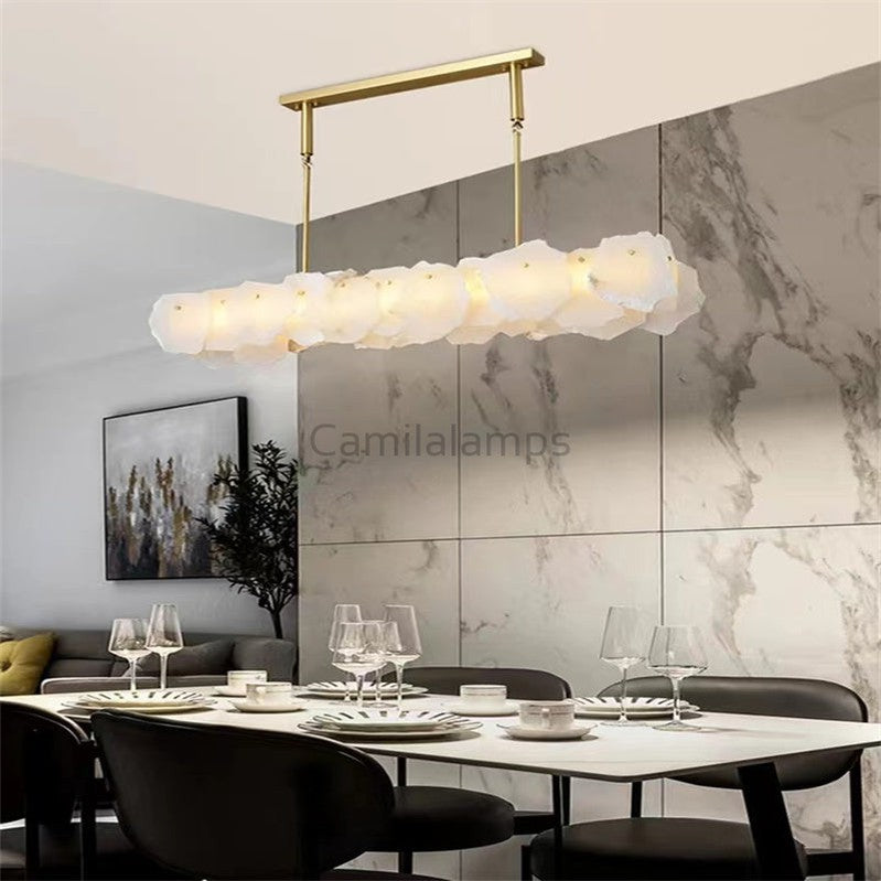 Noah Alabaster Modern Snowflake Linear Chandelier chandelier Kevinstudiolives   