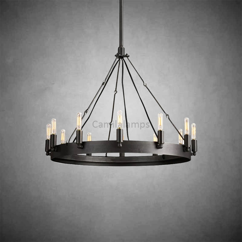Vintage Filament Round Chandelier 26"38"50"63"73"