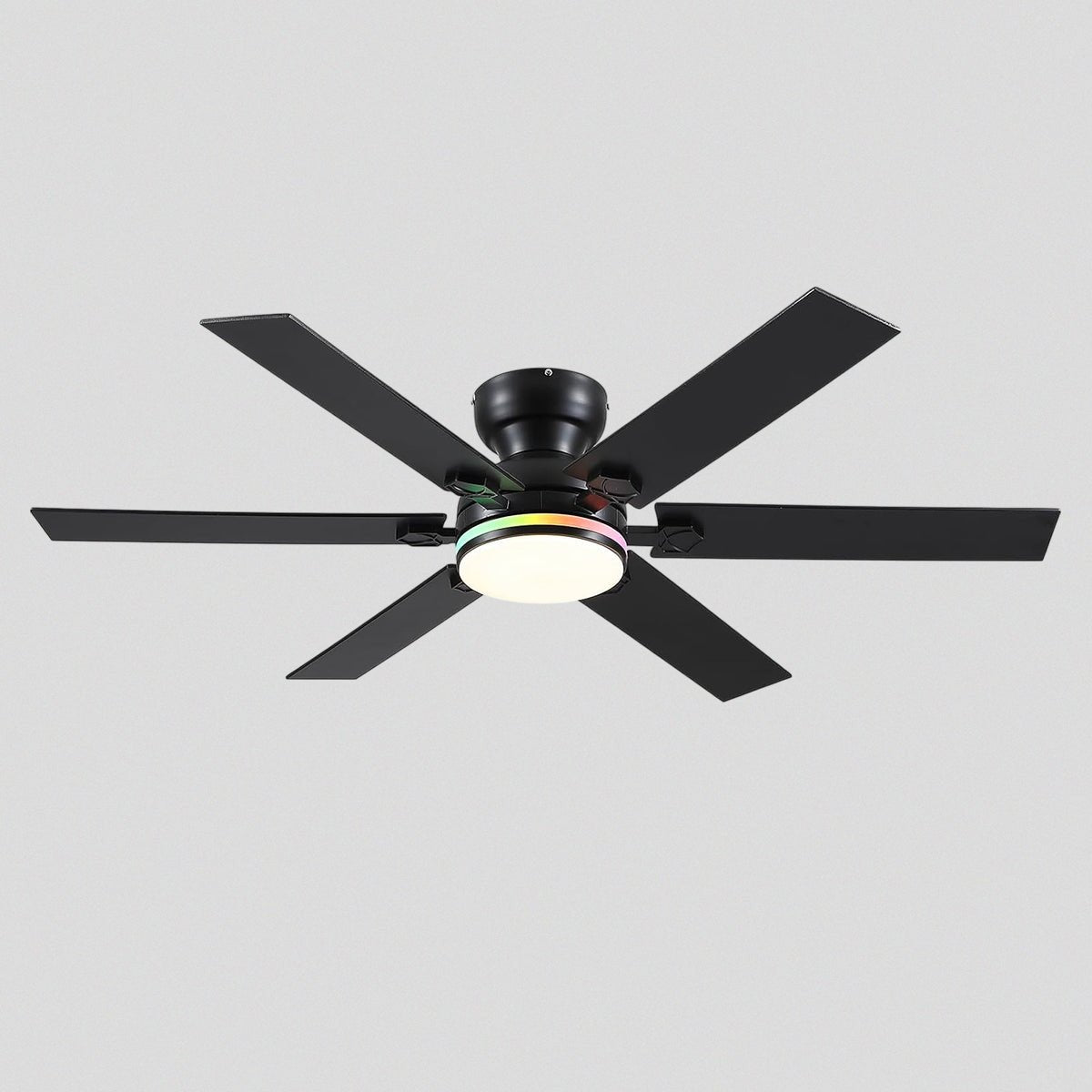 Modern Flush Mount Fans Light Ceiling Fans with Lights Black Low Profile Ceiling Fans 52“ - Camilalamps - CA - CFWL - 020