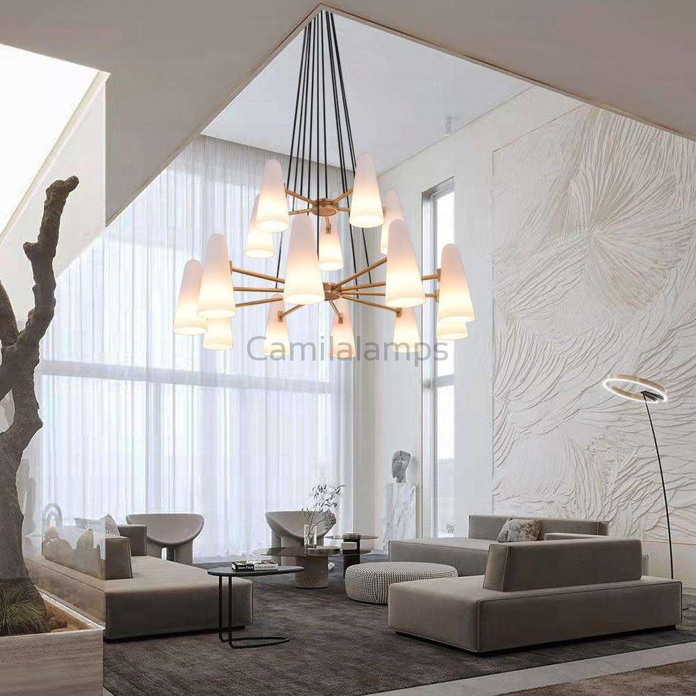 2 - Tier White Porcelain Round Chandelier - Camilalamps - CA - C - 14