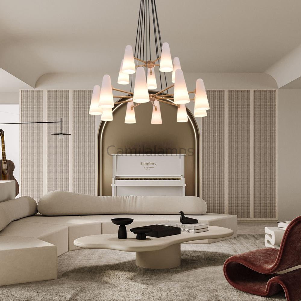 2 - Tier White Porcelain Round Chandelier - Camilalamps - CA - C - 14