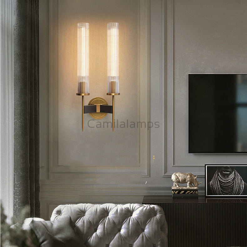 Kevin Janet Cylinder Modernist Brass Sconce Lights Double Wall Sconce Kevinstudiolives   