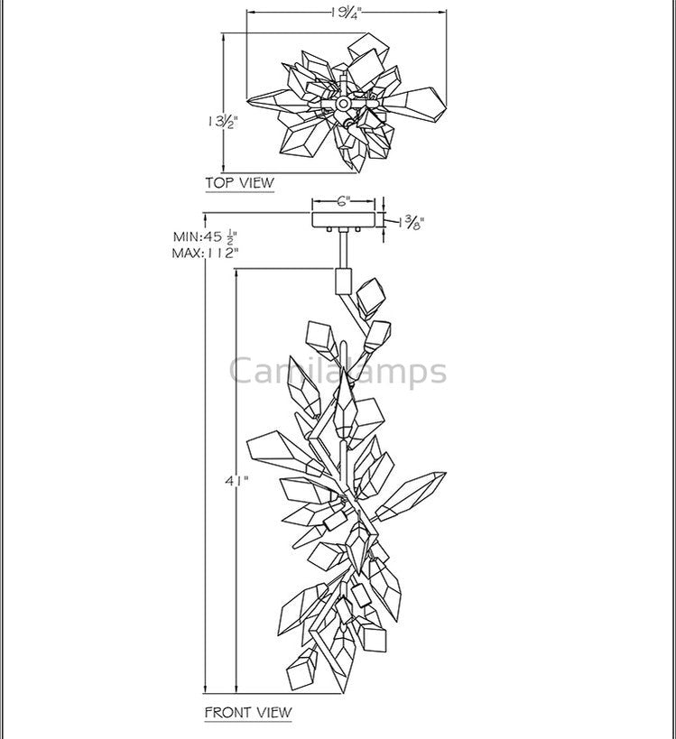 21026P 41" Crystal Pendant Light - Camilalamps - CA - K1033