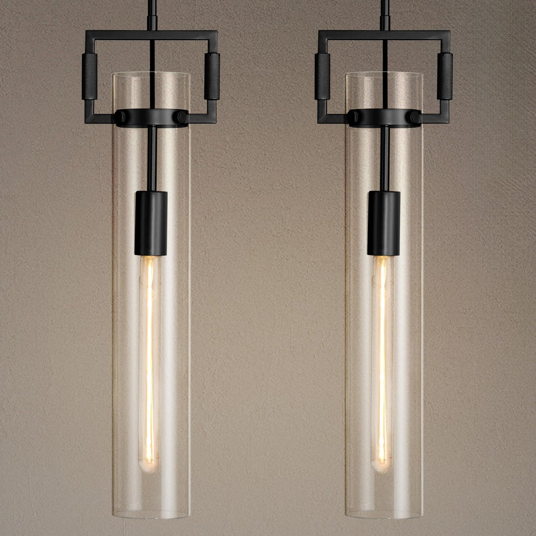 21.6" Large Black Farmhouse Pendant Light - Modern Glass & Brass Kitchen Island Light for Dining Table, Bathroom, Bedroom - Camilalamps - B0FGJ8N7M7