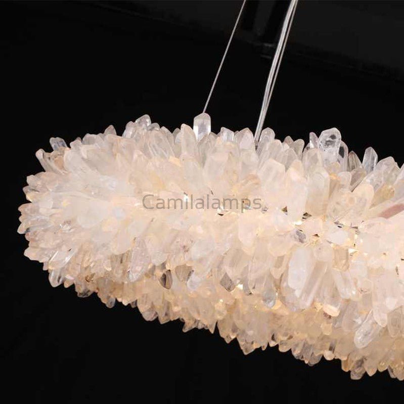 24 - 47 Inch Round Clear Geode Quartz Crystal Ring Modern Chandelier for Living Room - Camilalamps - CA - 47 - 1041 - 002