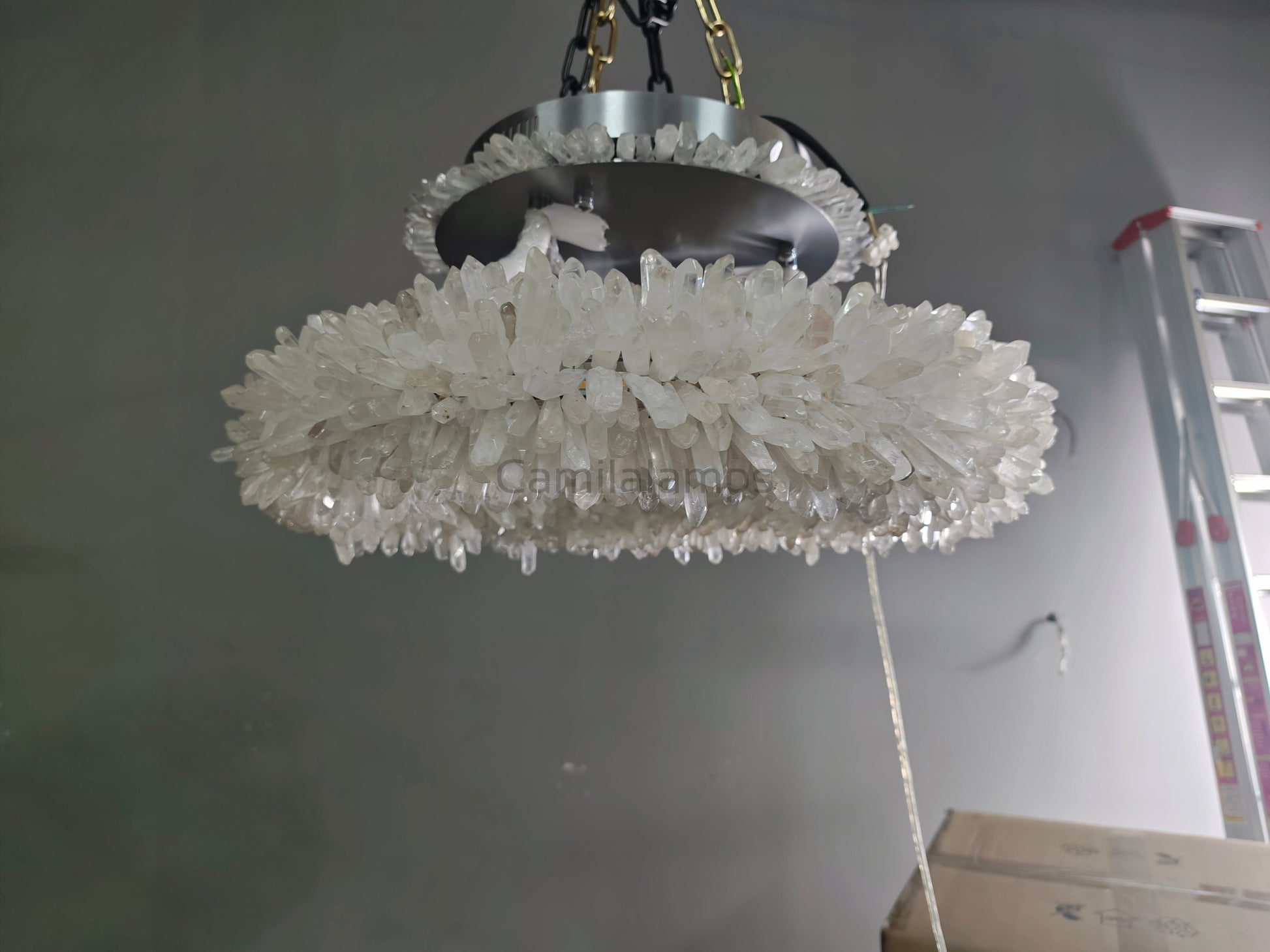 24 - 47 Inch Round Clear Geode Quartz Crystal Ring Modern Chandelier for Living Room - Camilalamps - CA - 47 - 1041 - 002