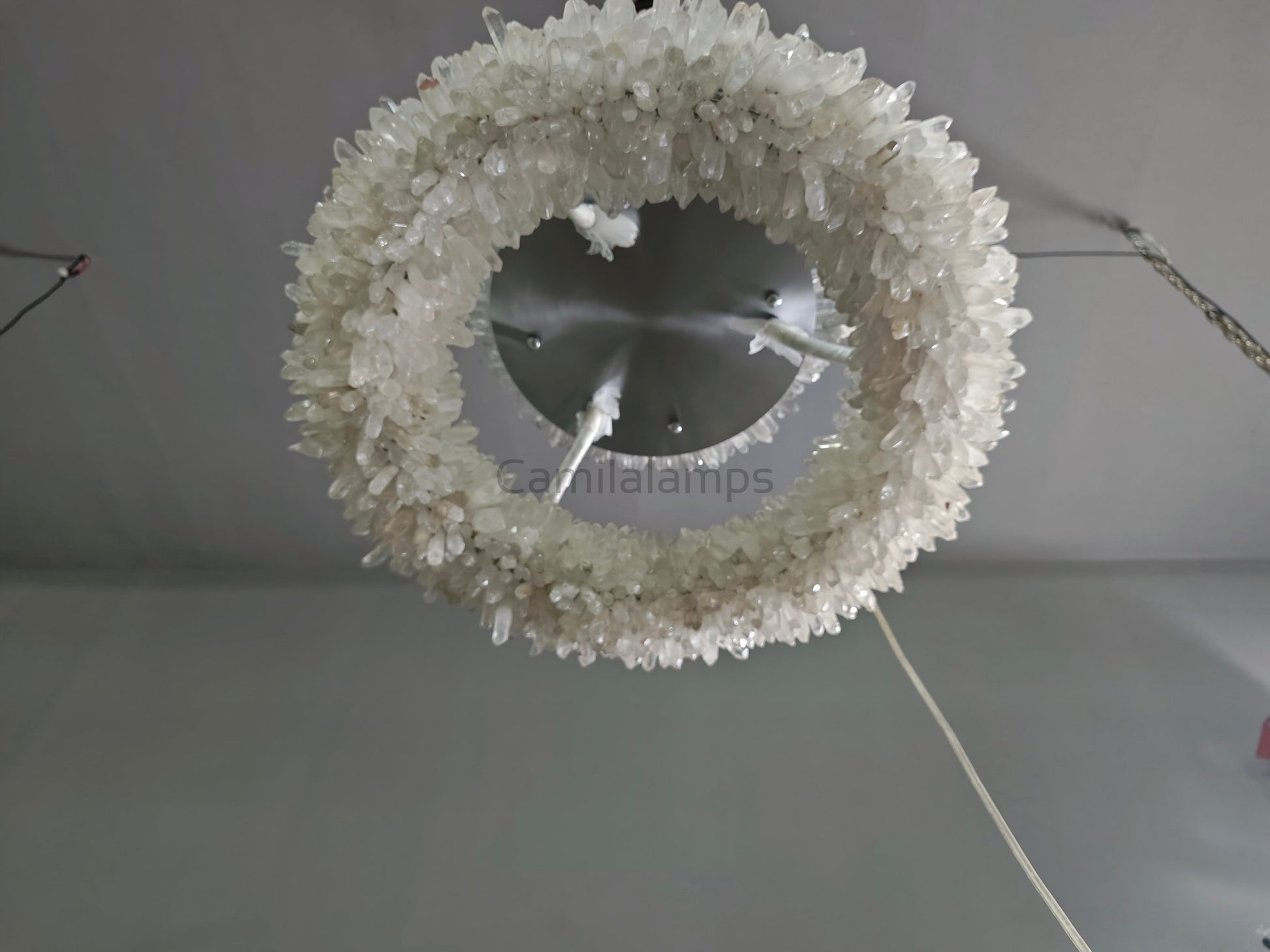 24 - 47 Inch Round Clear Geode Quartz Crystal Ring Modern Chandelier for Living Room - Camilalamps - Ca-147-11041-1002