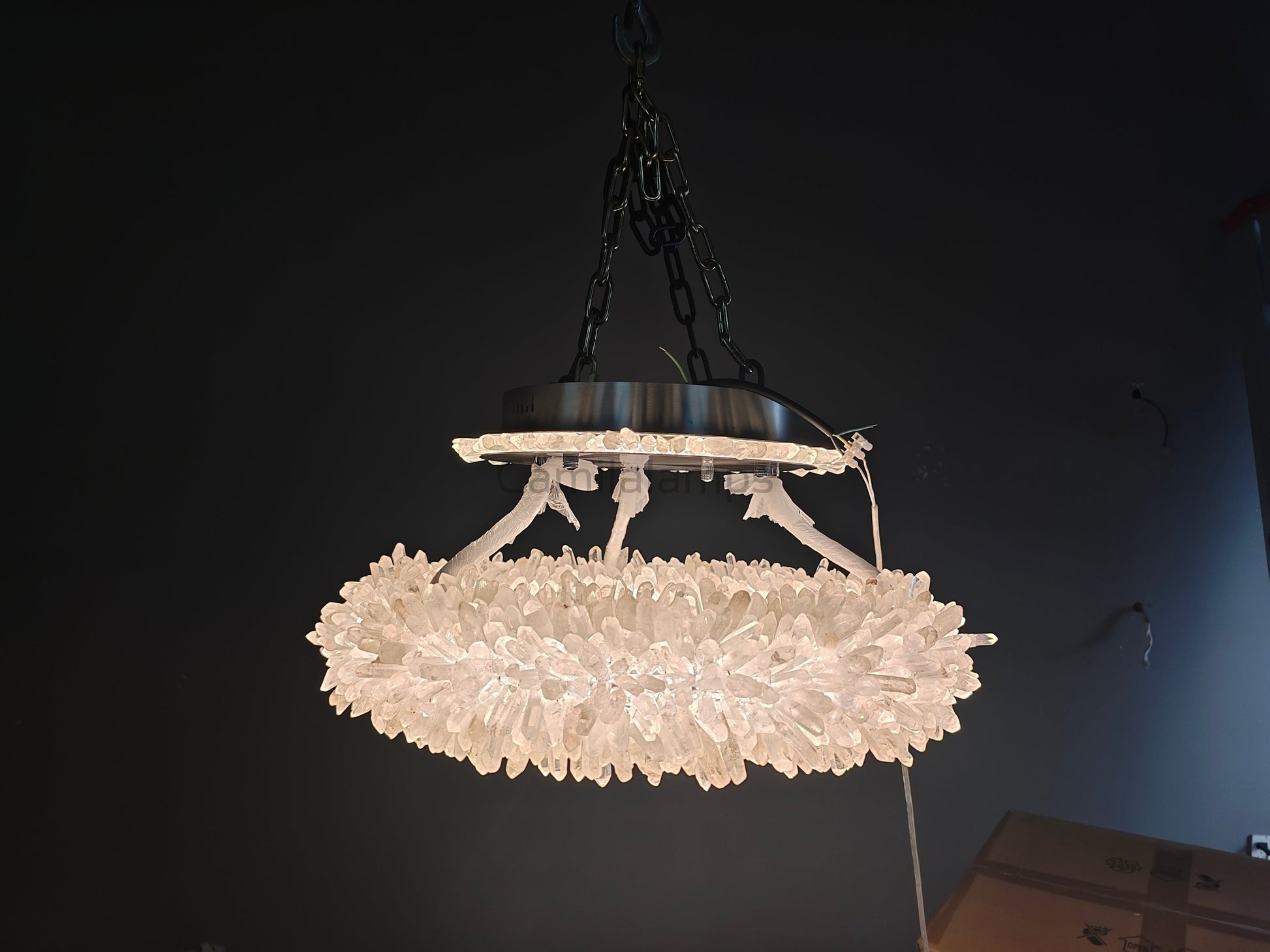 24 - 47 Inch Round Clear Geode Quartz Crystal Ring Modern Chandelier for Living Room - Camilalamps - Ca-147-11041-1005